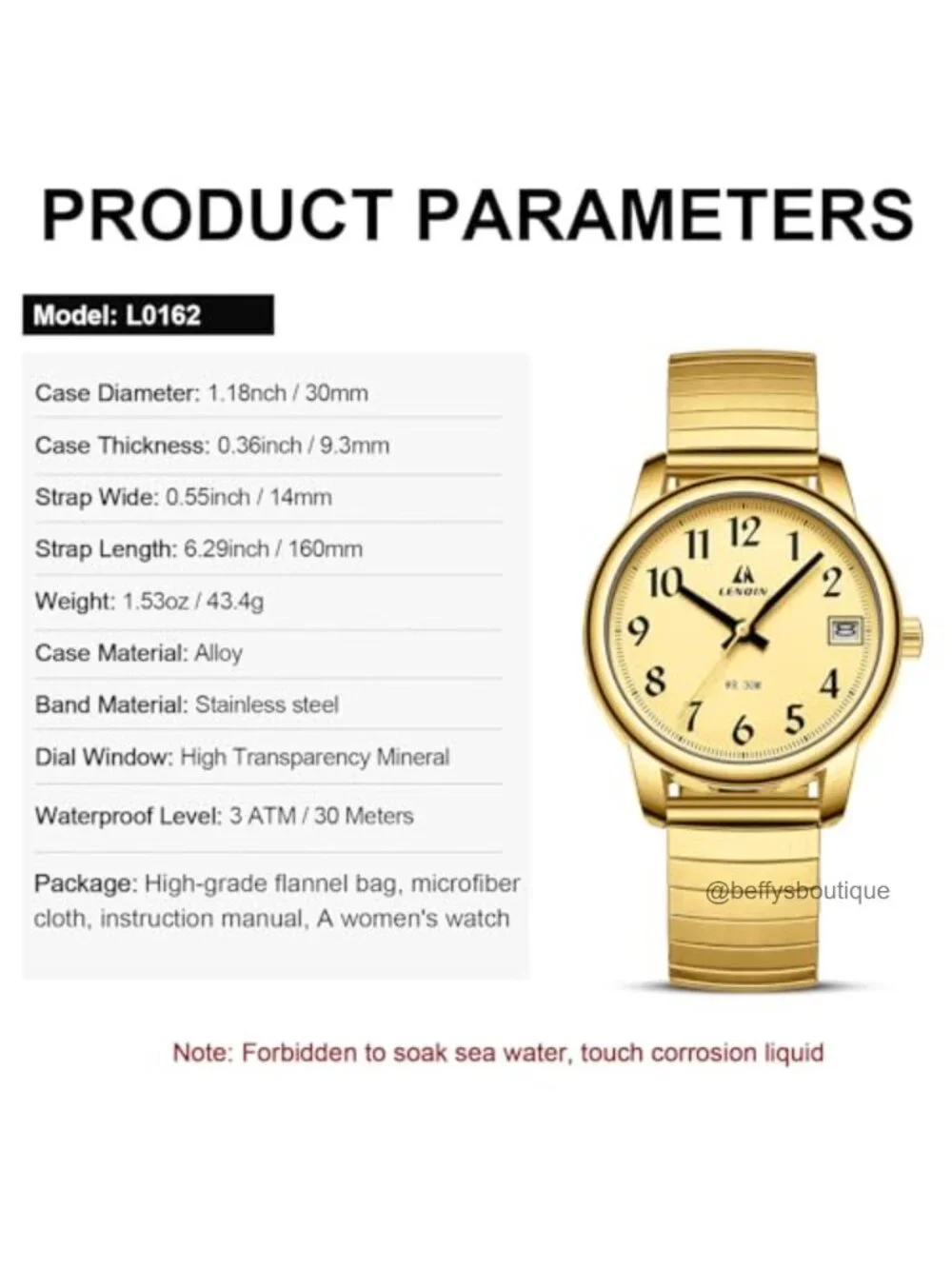 Women's Stainless Steel Quartz Wrist Watch - Analog Classic Round Dial